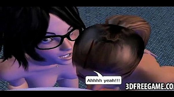 Two 3D brunette babes are sharing a cock