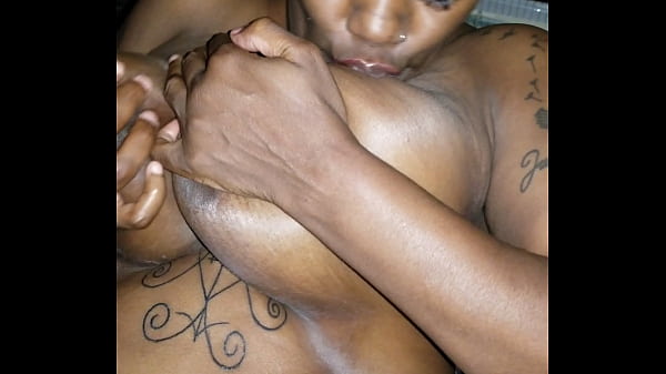 Licking breasts while riding.