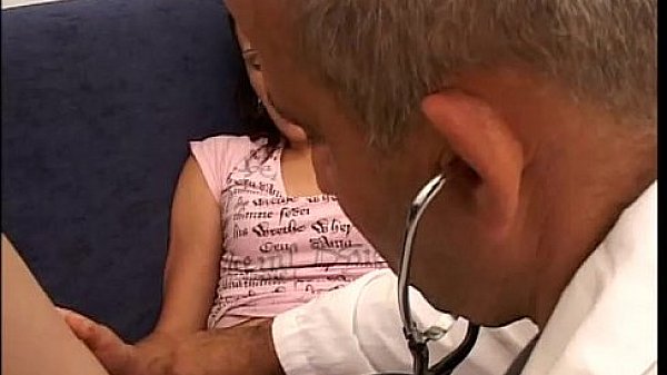 Skinny brunette fucked by old man 