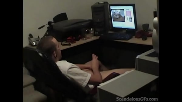 A guy masturbate while watching a porn in PC. The girl approach her and blowjob a dick. the guy fingering her and fucking hardcore