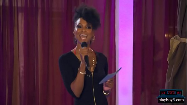 Black cougar fucked after hosting a catwalk lingerie show