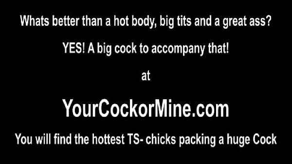 Hot shemale Bianca Hills jerks off her cock