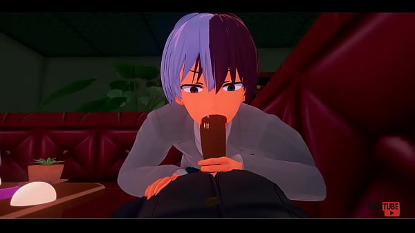 My Hero Academia Yaoi - Shoto blowjob and handjob a man while idoriMidoriya and Bakugo showing