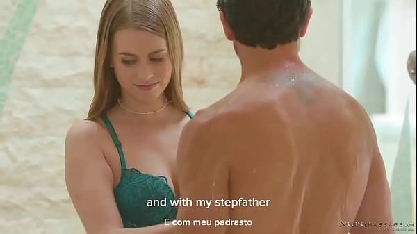 Stepdad and stepdaughter on nurru massagem PT-Br