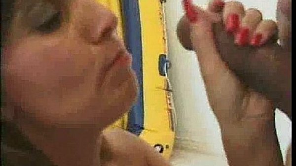 Busty Mature in stockings gangbang