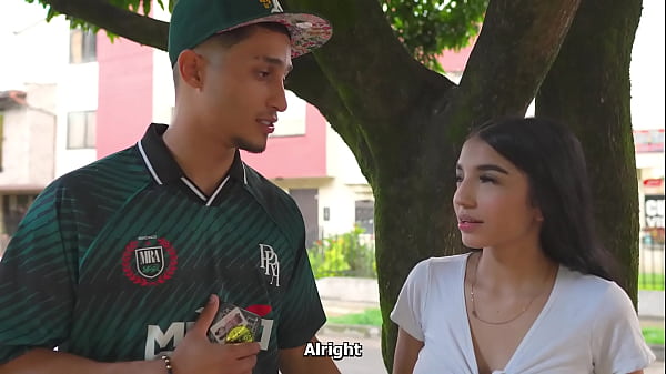 Big cock Latino guy fucks a very hot petite girl he meets in an outdoor place