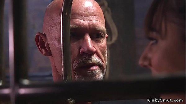 Old master fucks hot brunette slave deep throat till bangs her pussy in rope bondage 