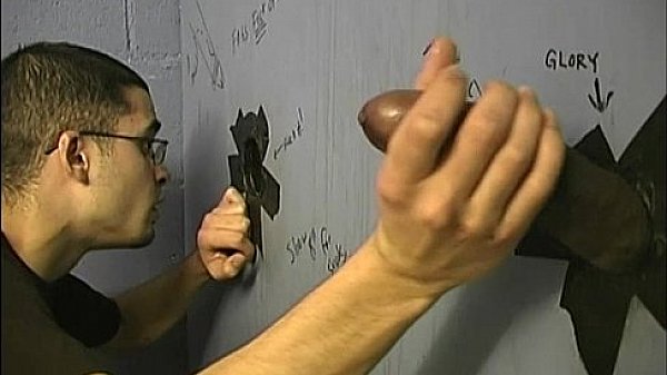 White guy sucking off black cocks at gloryhole