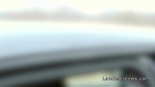 Cute teen gangbanged in the car in public