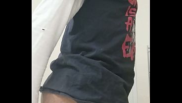 Small Tits Ebony Transgender Tavaius Young In Bathroom With Big Black Toy Cock