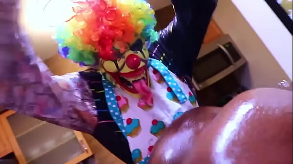 Clown turns pornstar ass into a real birthday cake  