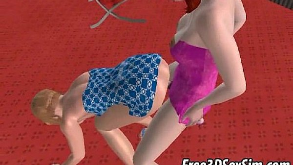 Two sexy 3D cartoon shemale hotties getting it on  
