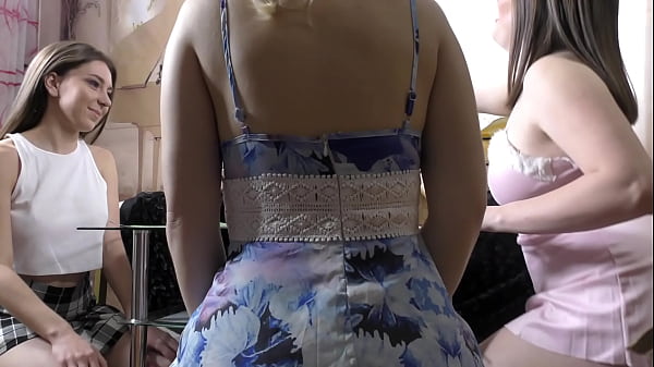 Totally Amateur Really Beautiful Very Sexy Girls gives a Guy Handjob in their Slutty Outfits for the Day on a Try on Haul Day. Three girls and one try to seduce and attract by playing with a dick to make it cum but they first want to get it hard.  