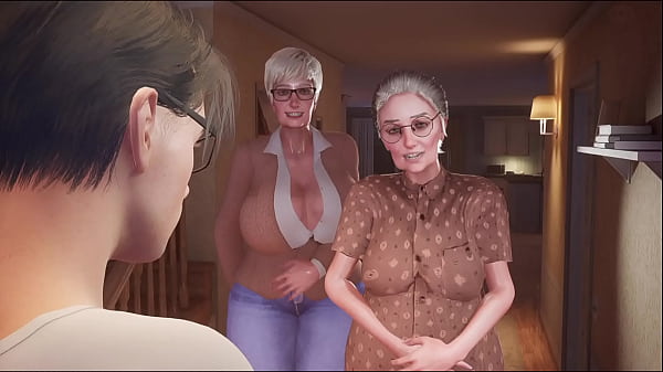 Two old woman with big breast and nipples love anal sex with young man  