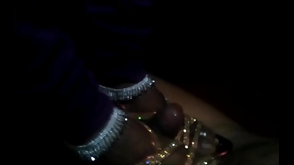 Silver anklets in High heels Footjob