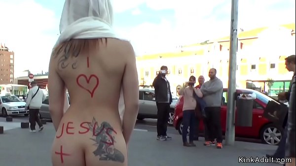 European slut in a bar anal group fucked and clamped  