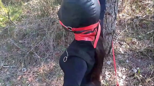 Laura on Hee step sister 2021: tied up and blindfolded wearing nylons and platform heels.