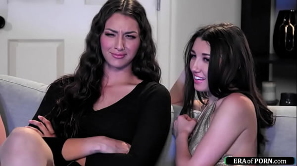 Curvy girl and petite bff pause a movie to fuck.They kiss and the big tits babe licks the brunettes pussy.They 69 and then the busty girl gets rimmed  