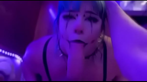 Clown slut gobbles big dick