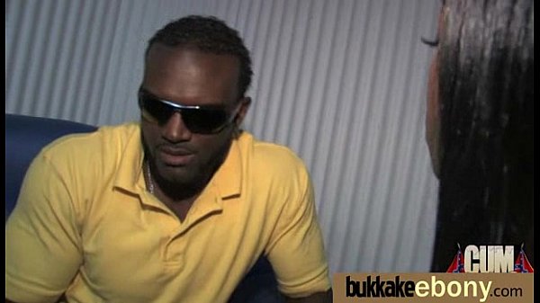 Ebony chick fucked hard in group sex action 22