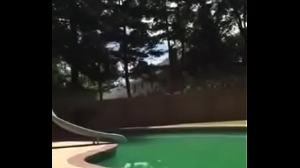 Pounding Her Pussy Next To The Pool