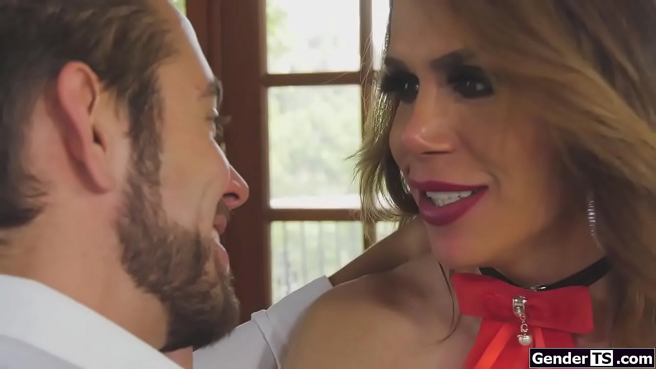 Busty latin ts Sophia Sanders kisses her friend.He sucks the shemales big tits and she deepthroats his big cock and anal rides dick