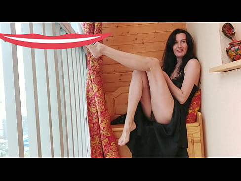 sexy russian milf tries on stockings on her hairy legs and then masturbates her hairy pussy. take your hard cock and masturbate with her, you will love to cum on this whore GinnaGg