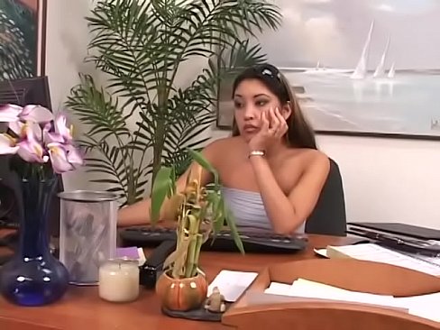 Bored asian secretary always ready to fuck with her european boss