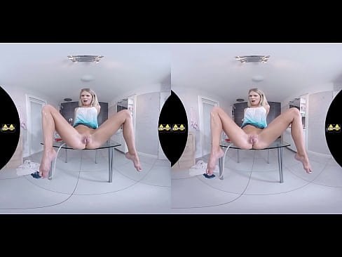 Claudia Macc toys her tight pussy and Piss in VR