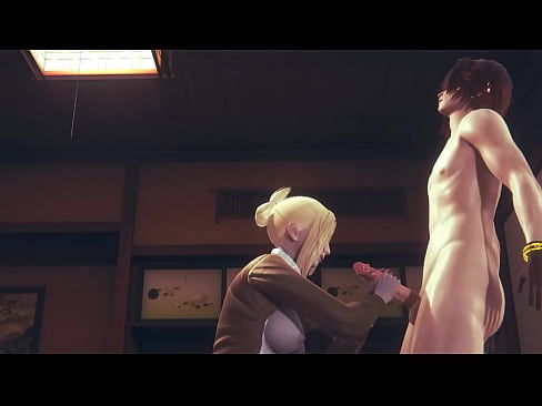 Shingeki no kyojin Hentai - Annie jerking off & sucking dick