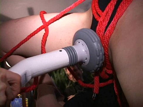 Tiny tit blindfolded MILF made naked-roped in front of crowd-f. to cum