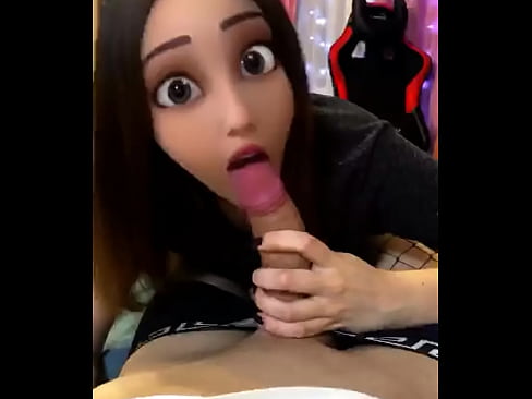 Girl with Disney princess filter on does blowjob