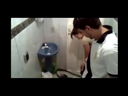 Mexican teens caught fucking in public restroom