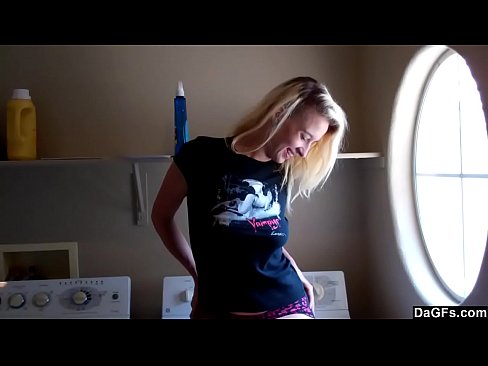 Dagfs - Cute Girl Plays With Her Clit In the Laundry Room