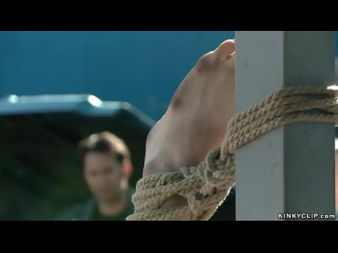 Auto body shop owner Tommy invited blonde Penny Pax who met at therapist in his shop and in bondage rough fucked her and made self fist