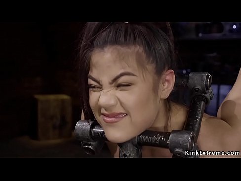 Hot petite brunette slave Kendra Spade standing on pins surface while her head and hands are in wooden boxes suffering pain then master toying her in dungeon  Hot petite brunette slave Kendra Spade standing on pins surface while her head and hands are in wooden boxes suffering pain then master toying her in dungeon