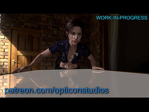 Claire Redfield as a police chick fucked HARD against a table