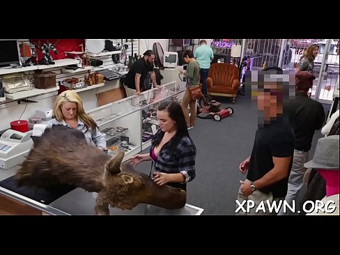 Slutty beauty has sex in shop