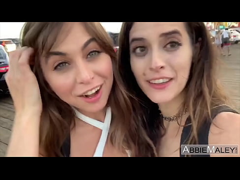 Riley Reid & Abbie Maley Public 3Some