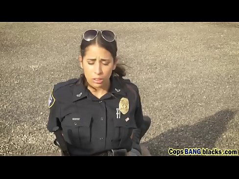 Busty female cops getting their cunts slammed hard in an outdoor threesome!