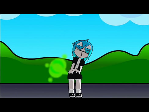 a short animation girl farting Hair Cyan