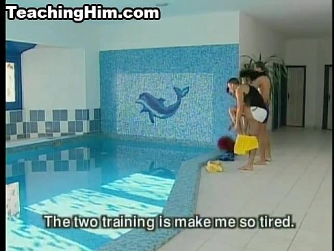 Horny stud sucking on a hard cock in a sauna