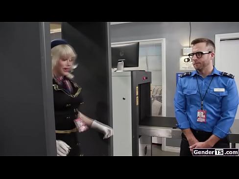 Busty shemale flight attendant Izzy Wilde is caught with a metal buttplug up her ass.The security guards takes out his cock and barebacks the tgirl  Busty shemale flight attendant Izzy Wilde is caught with a metal buttplug up her ass.The security guards takes out his cock and barebacks the tgirl