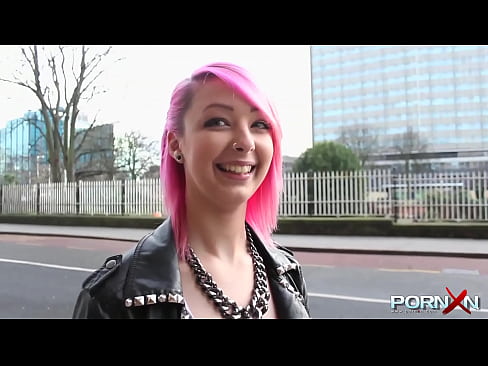 Shameless pink haired teen beauty pissing in public