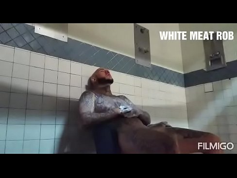 Jailhouse masturbation,  White guy, big dick, cum shot