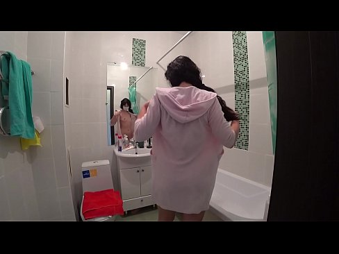Milf fucked her daughter in the bathroom, anal sex with sexual butt.