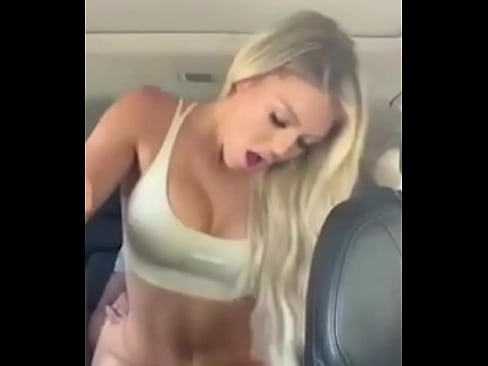 Blonde with fake tits fucking in backseat of a car reverse cowgirl