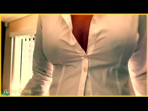 MILF wet business shirt braless and big tits showing