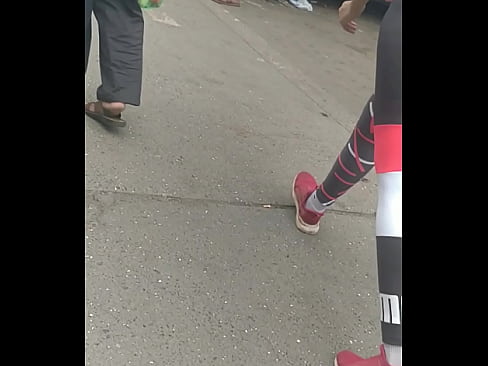 Cury ass Indian in tight gym tracks