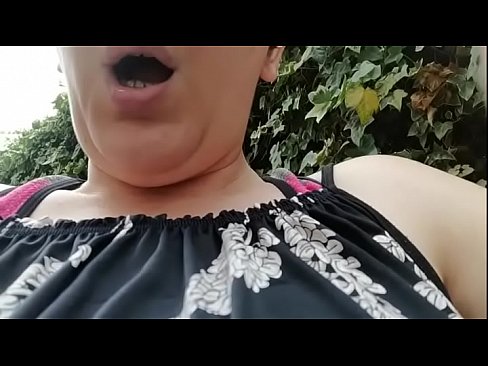 Your beautiful Italian smashes her pussy with this huge dildo in a green public place